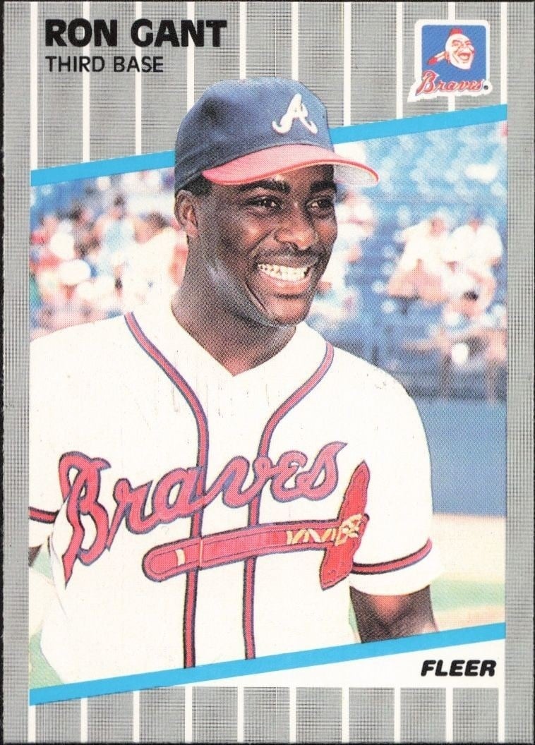 Ron Gant 1989 Fleer #590 Baseball Trading Card - Front 1989 Fleer Ron Gant #590 baseball trading card front