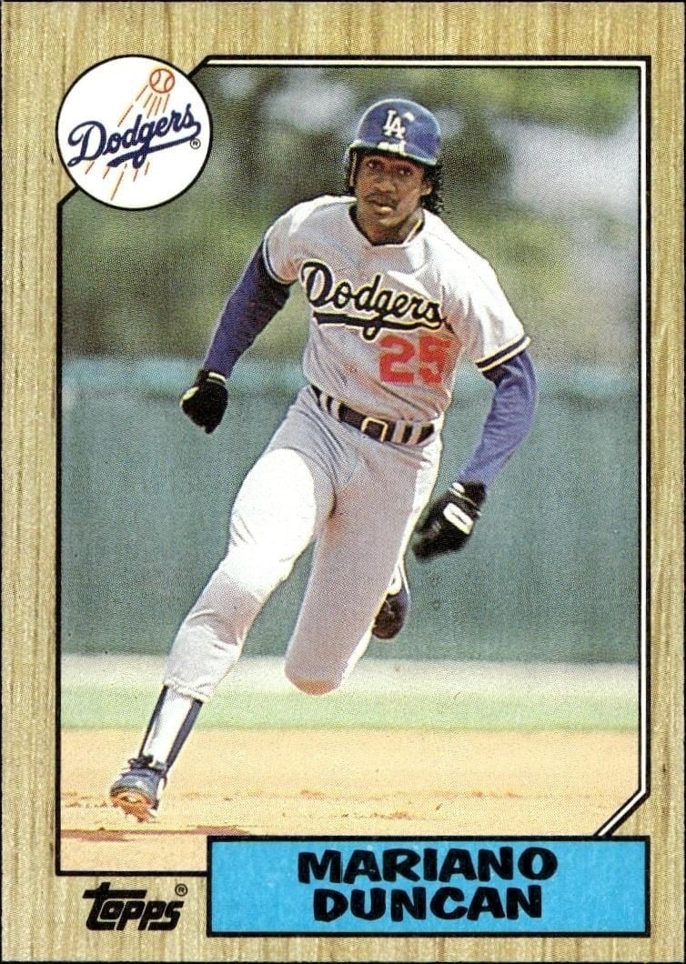 Mariano Duncan 1987 Topps #199 Baseball Trading Card - Front 1987 Topps Mariano Duncan #199 baseball trading card front