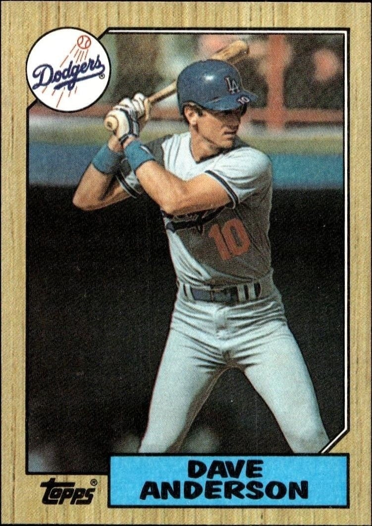 Dave Anderson 1987 Topps #73 Baseball Trading Card - Front 1987 Topps Dave Anderson #73 baseball trading card front