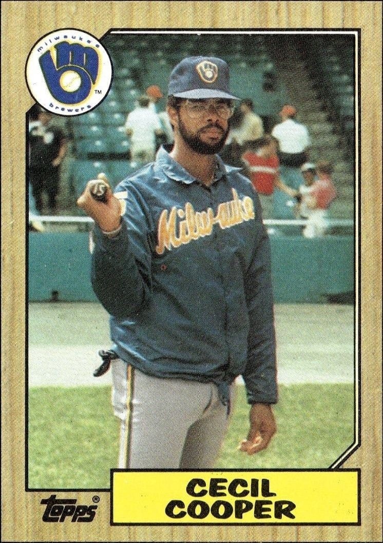 Cecil Cooper 1987 Topps #10 Baseball Trading Card - Front 1987 Topps Cecil Cooper #10 baseball trading card front