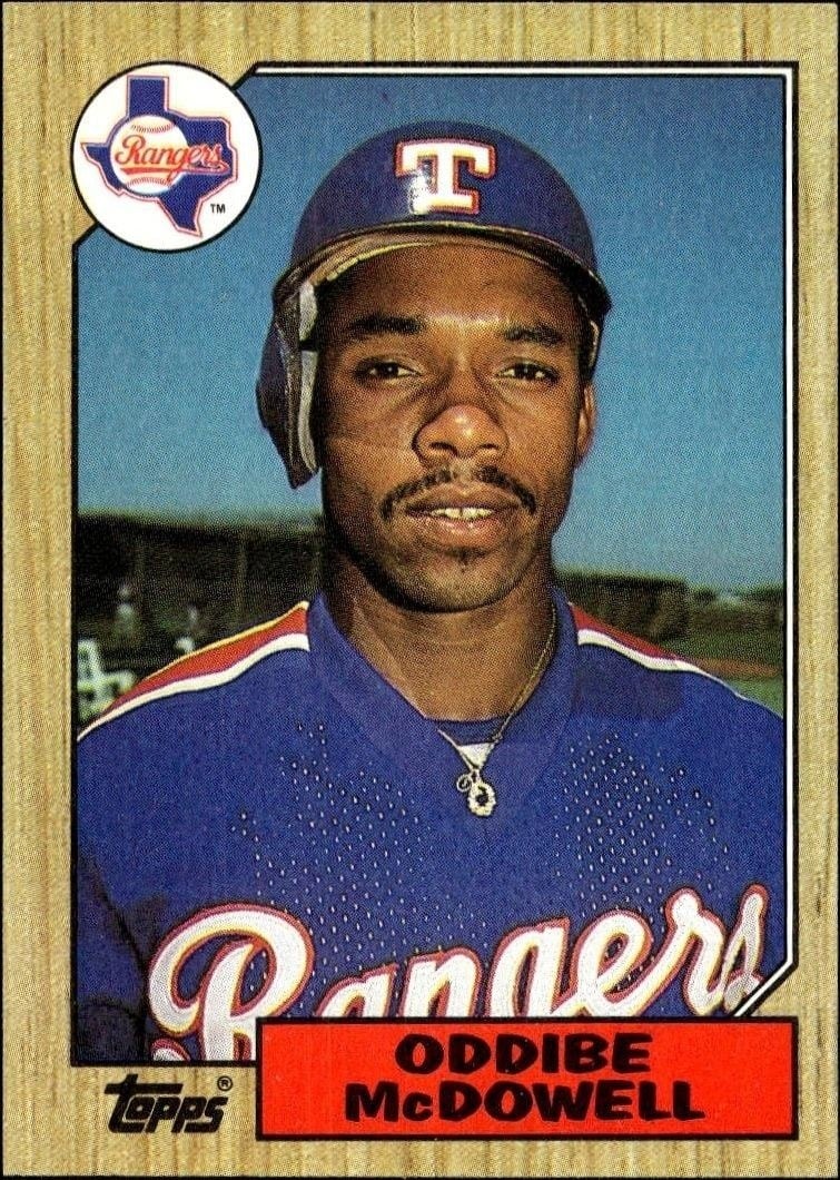 Oddibe McDowell 1987 Topps #95 Baseball Trading Card - Front 1987 Topps Oddibe McDowell #95 baseball trading card front