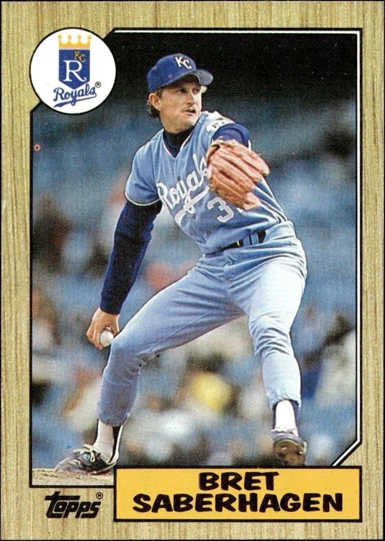 Bret Saberhagen 1987 Topps #140 Baseball Trading Card - Front 1987 Topps Bret Saberhagen #140 baseball trading card front