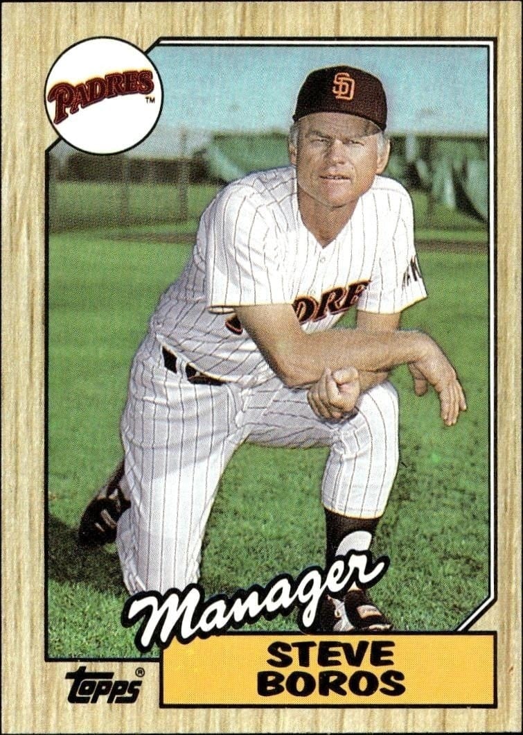 Steve Boros 1987 Topps #143 Baseball Trading Card - Front 1987 Topps Steve Boros #143 baseball trading card front