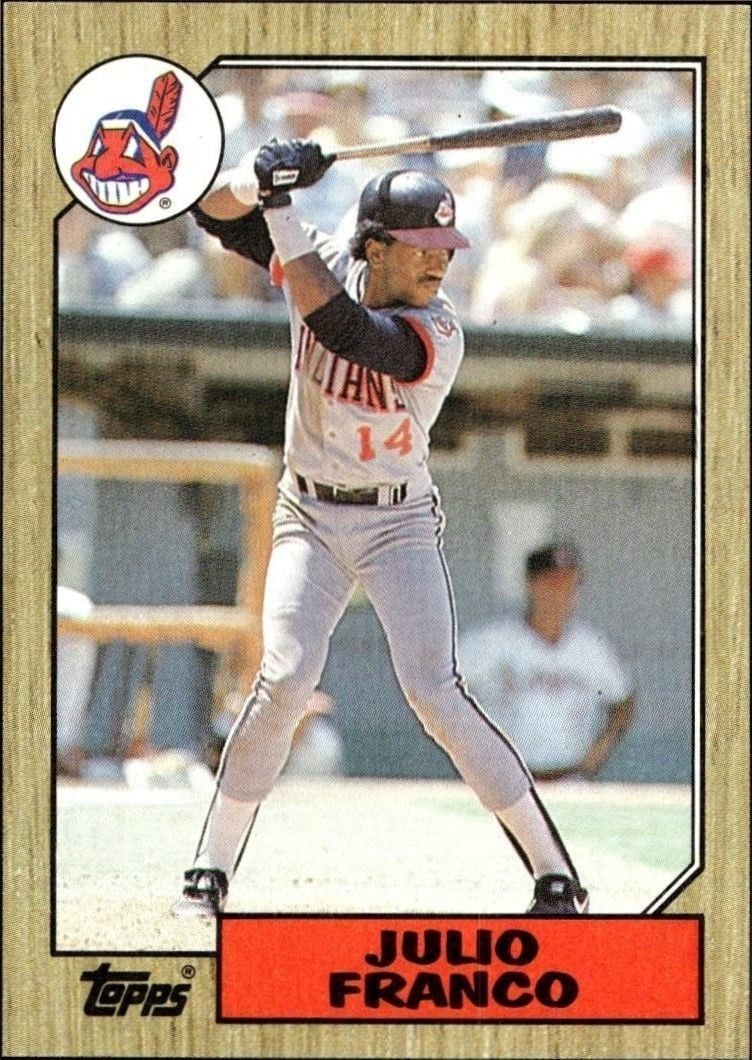 Julio Franco 1987 Topps #160 Baseball Trading Card - Front 1987 Topps Julio Franco #160 baseball trading card front
