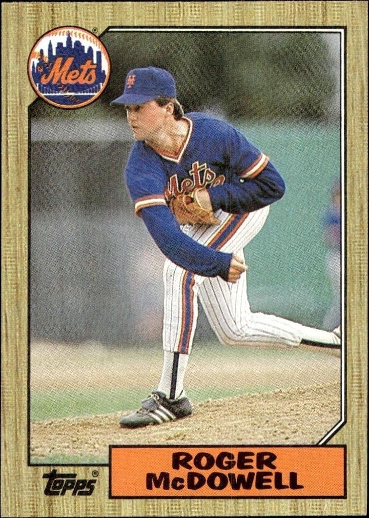 Roger McDowell 1987 Topps #185 Baseball Trading Card - Front 1987 Topps Roger McDowell #185 baseball trading card front