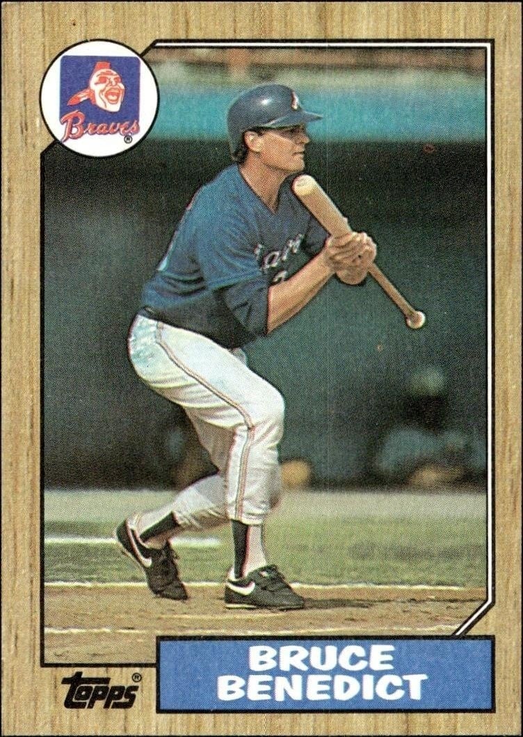 Bruce Benedict 1987 Topps #186 Baseball Trading Card - Front 1987 Topps Bruce Benedict #186 baseball trading card front