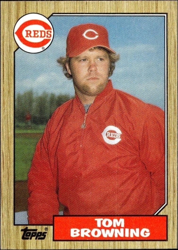 Tom Browning 1987 Topps #65 Baseball Trading Card - Front 1987 Topps Tom Browning #65 baseball trading card front