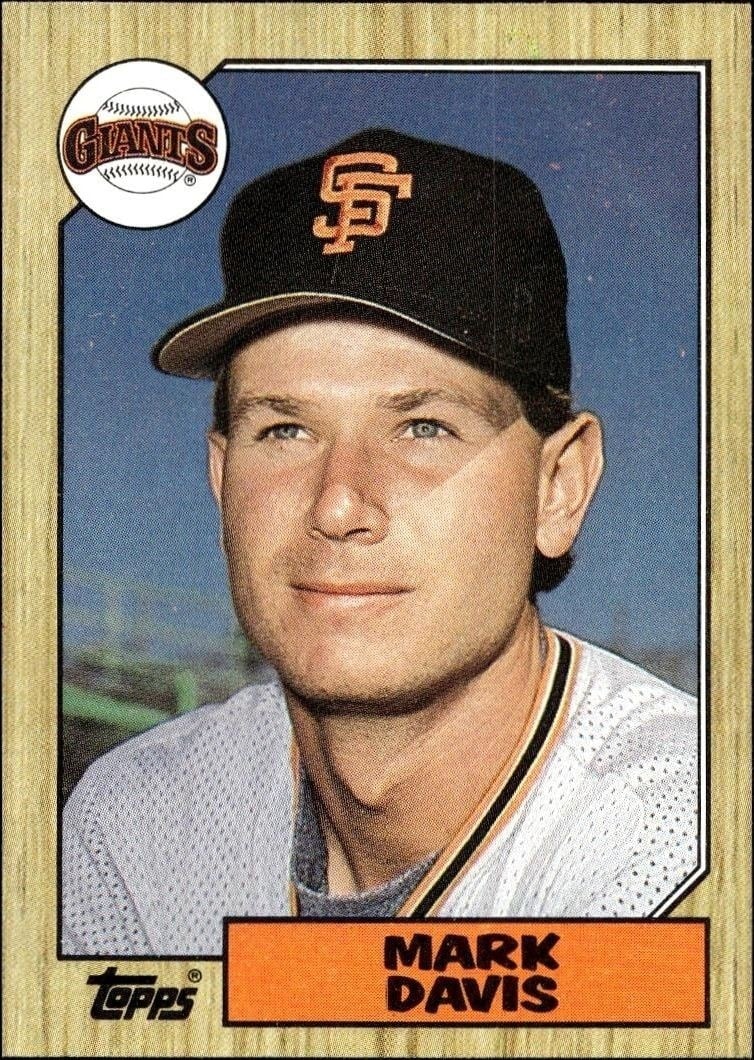 Mark Davis 1987 Topps #21 Baseball Trading Card - Front 1987 Topps Mark Davis #21 baseball trading card front