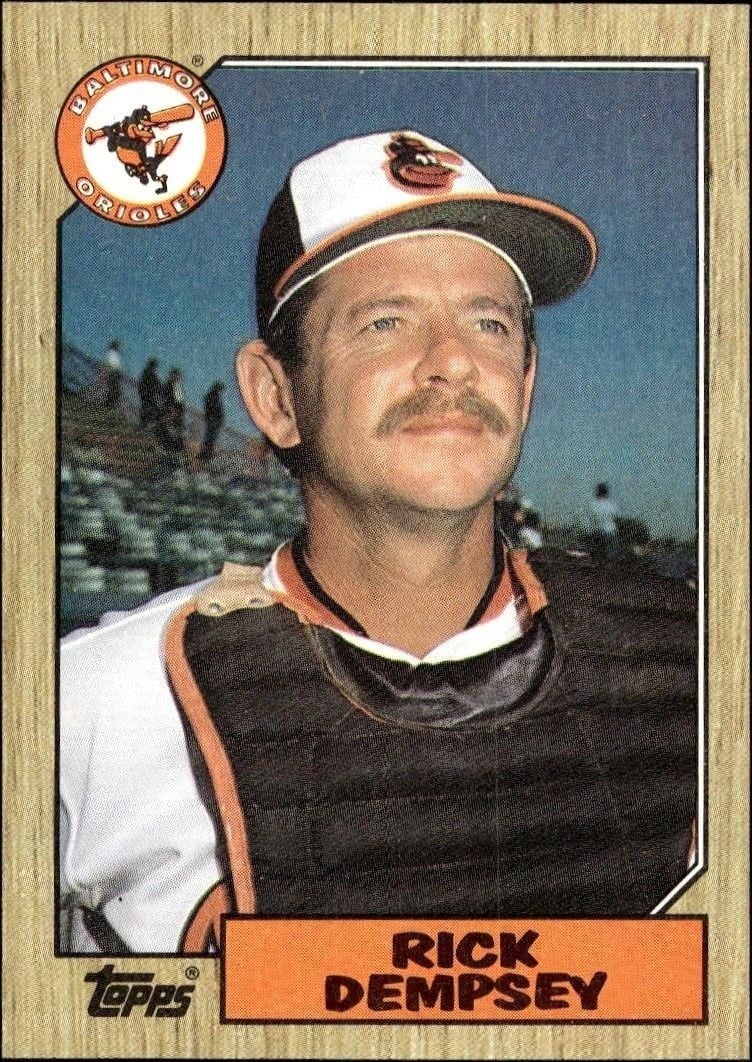 Rick Dempsey 1987 Topps #28 Baseball Trading Card - Front 1987 Topps Rick Dempsey #28 baseball trading card front