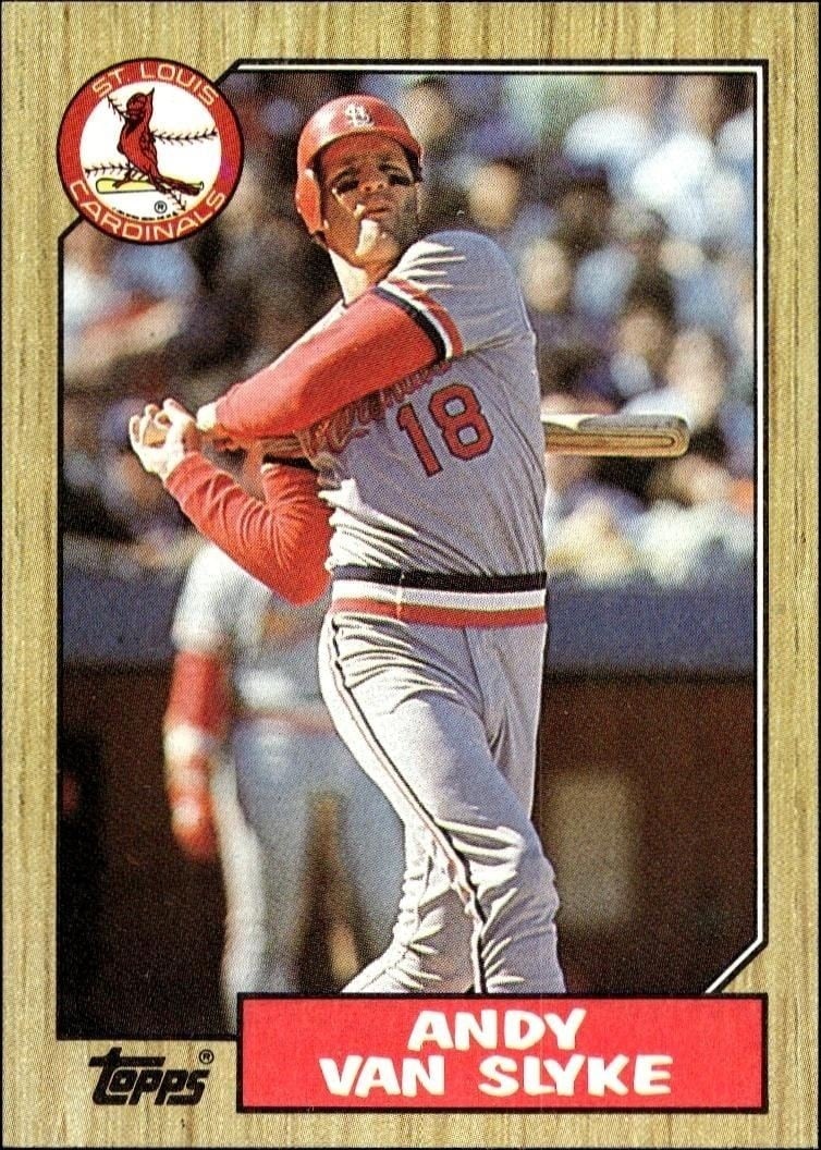 Andy Van Slyke 1987 Topps #33 Baseball Trading Card - Front 1987 Topps Andy Van Slyke #33 baseball trading card front