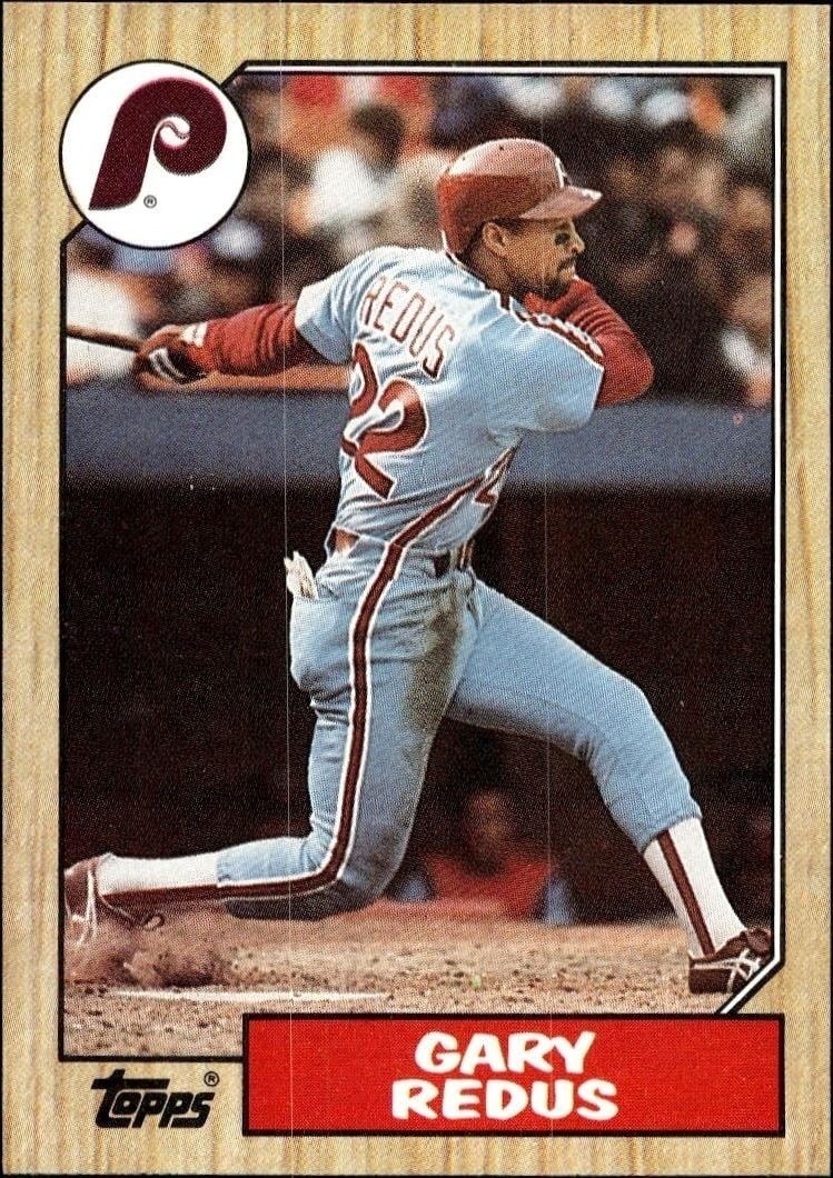 Gary Redus 1987 Topps #42 Baseball Trading Card - Front 1987 Topps Gary Redus #42 baseball trading card front