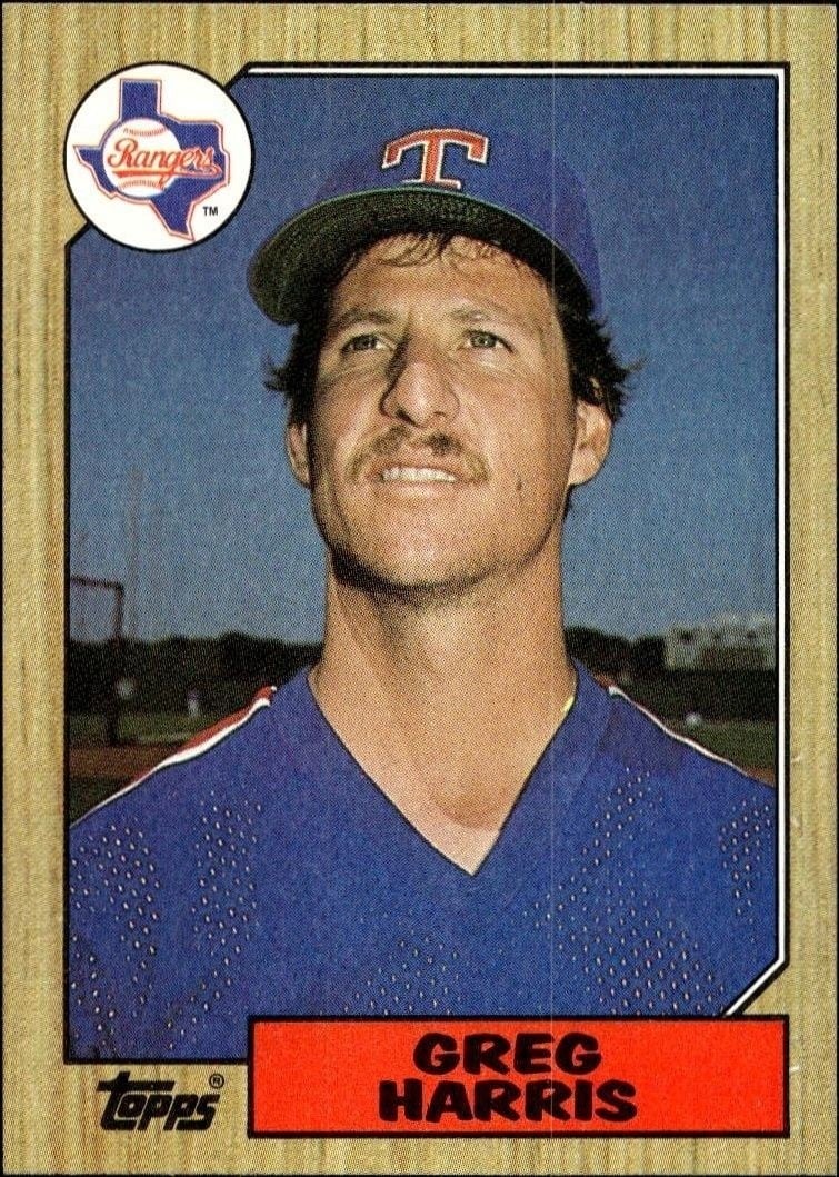 Greg Harris 1987 Topps #44 Baseball Trading Card - Front 1987 Topps Greg Harris #44 baseball trading card front
