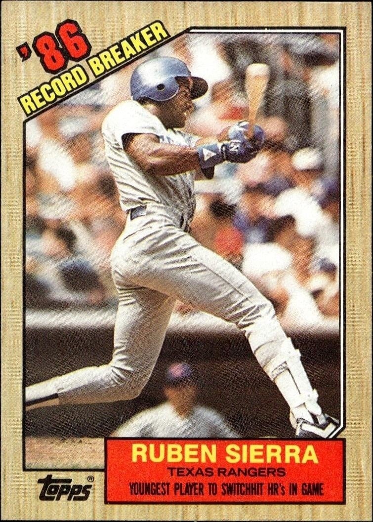 Ruben Sierra 1987 Topps #6 Baseball Trading Card - Front 1987 Topps Ruben Sierra #6 baseball trading card front