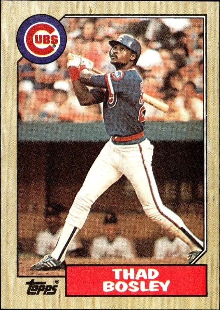 Thad Bosley 1987 Topps #58 Baseball Trading Card - Front 1987 Topps Thad Bosley #58 baseball trading card front
