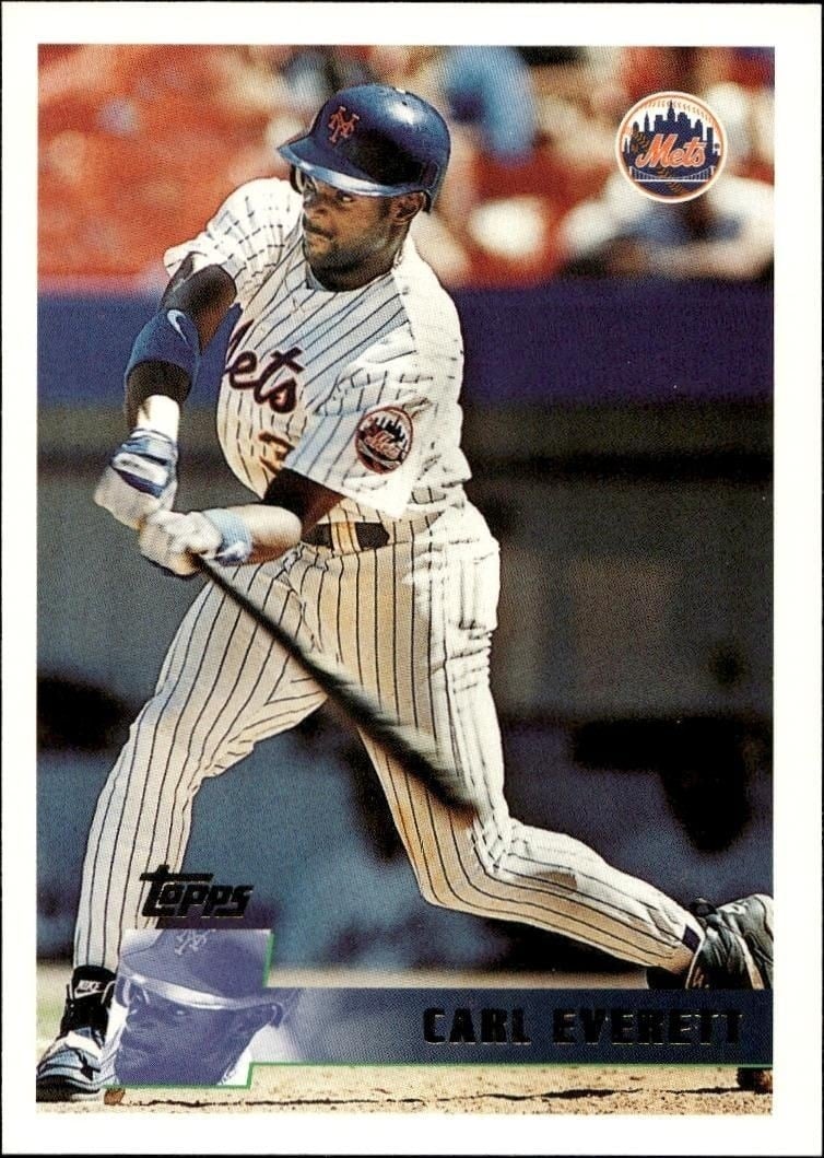 Carl Everett 1996 Topps Series 2 #281 Baseball Trading Card - Front 1996 Topps Series 2 Carl Everett #281 baseball trading card front