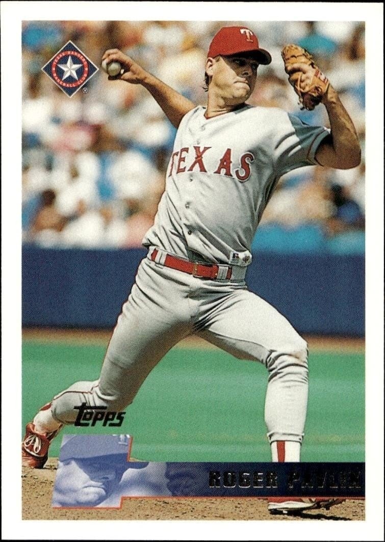 Roger Pavlik 1996 Topps #79 Baseball Trading Card - Front 1996 Topps Roger Pavlik #79 baseball trading card front