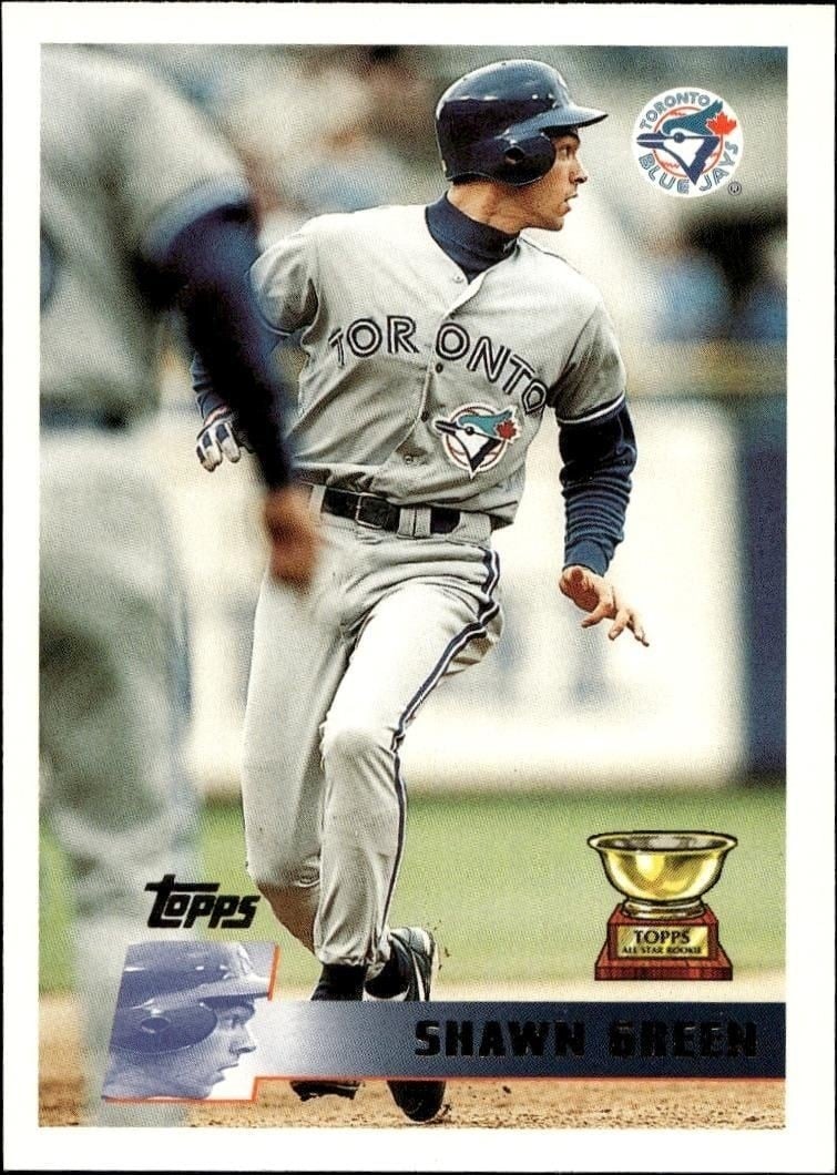 Shawn Green 1996 Topps Series 2 #417 Baseball Trading Card - Front 1996 Topps Series 2 Shawn Green #417 baseball trading card front