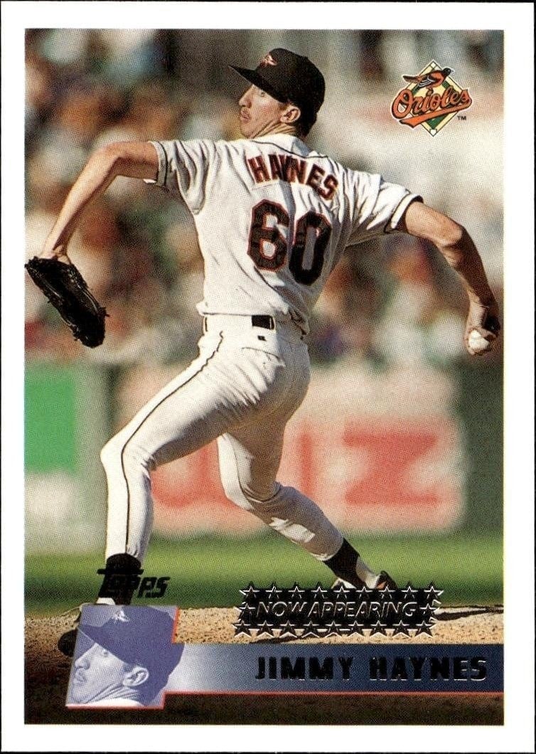 Jimmy Haynes 1996 Topps Series 2 #354 Baseball Trading Card - Front 1996 Topps Series 2 Jimmy Haynes #354 baseball trading card front