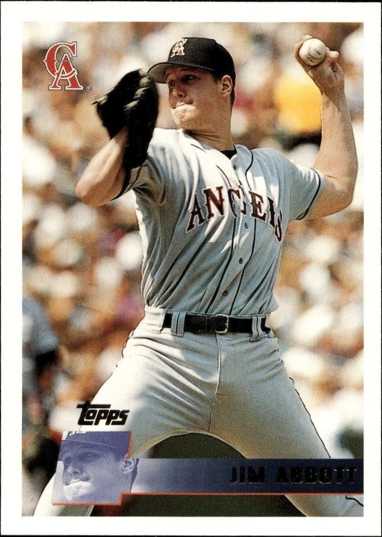 Jim Abbott 1996 Topps Series 2 #372 Baseball Trading Card - Front 1996 Topps Series 2 Jim Abbott #372 baseball trading card front
