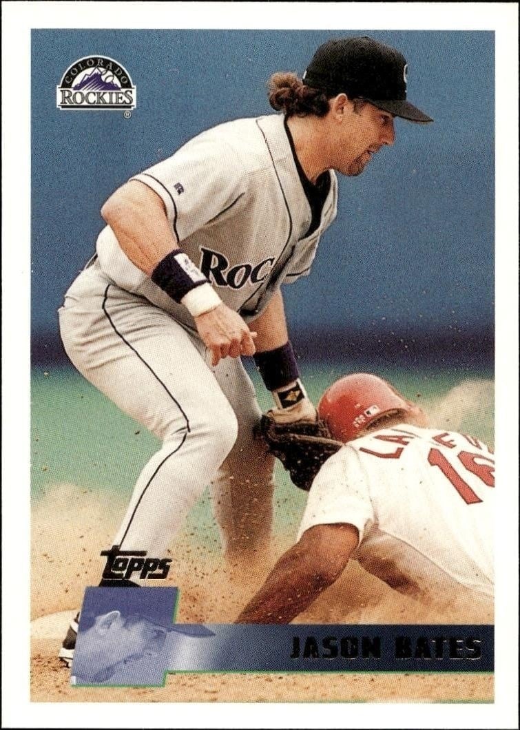 Jason Bates 1996 Topps Series 2 #336 Baseball Trading Card - Front 1996 Topps Series 2 Jason Bates #336 baseball trading card front