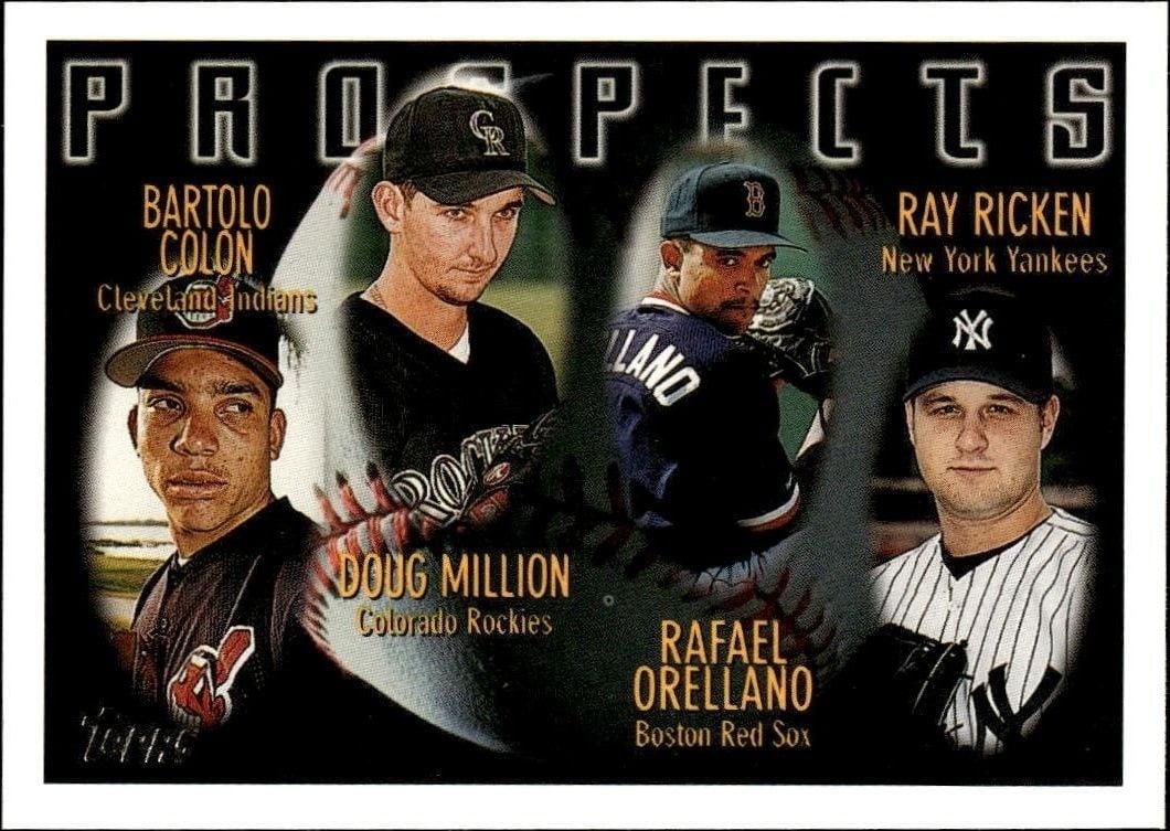 Bartolo Colon 1996 Topps Series 2 #428 Baseball Trading Card - Front 1996 Topps Series 2 Bartolo Colon #428 baseball trading card front