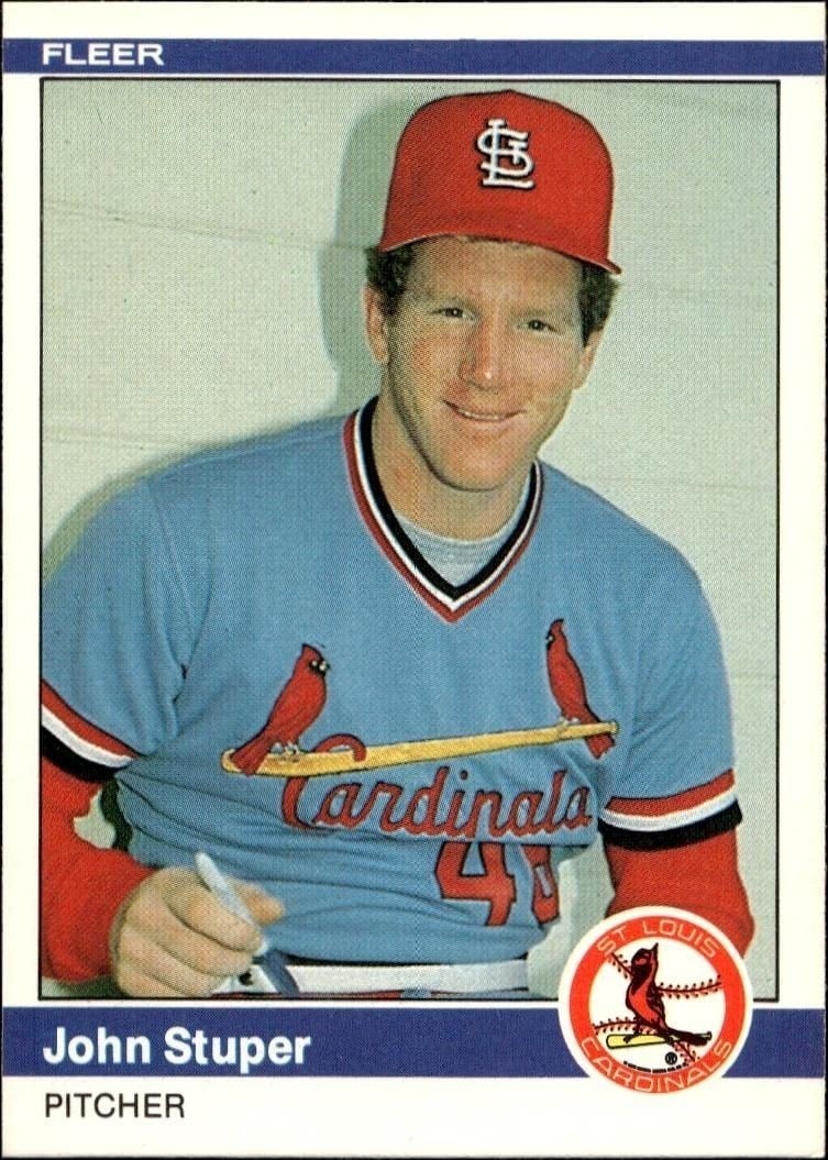John Stuper 1984 Fleer #337 Baseball Trading Card - Front 1984 Fleer John Stuper #337 baseball trading card front