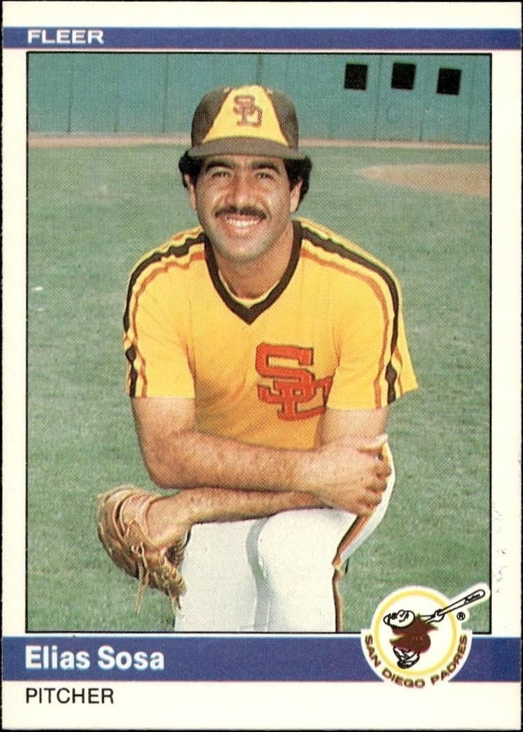 Elias Sosa 1984 Fleer #313 Baseball Trading Card - Front 1984 Fleer Elias Sosa #313 baseball trading card front