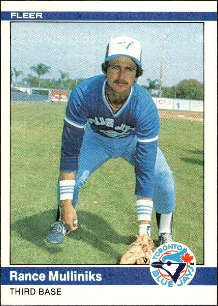 Rance Mulliniks 1984 Fleer #165 Baseball Trading Card - Front 1984 Fleer Rance Mulliniks #165 baseball trading card front