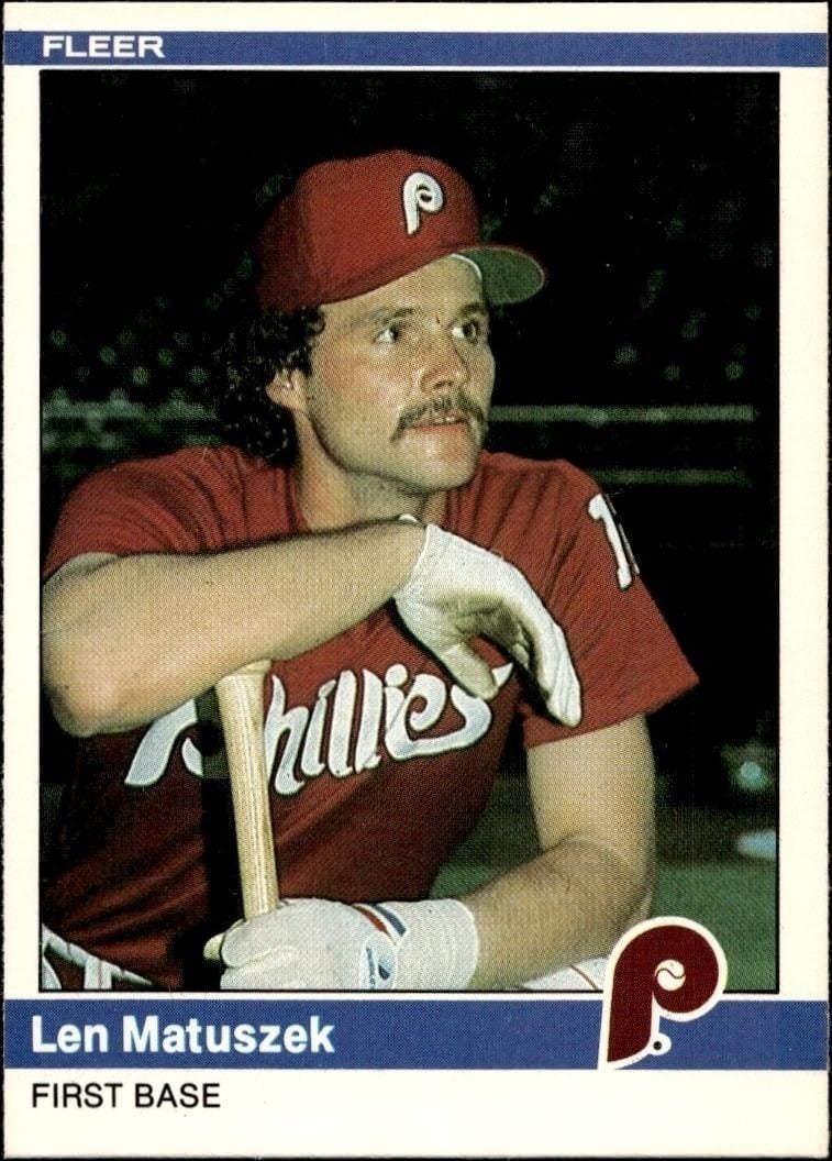 Len Matuszek 1984 Fleer #41 Baseball Trading Card - Front 1984 Fleer Len Matuszek #41 baseball trading card front