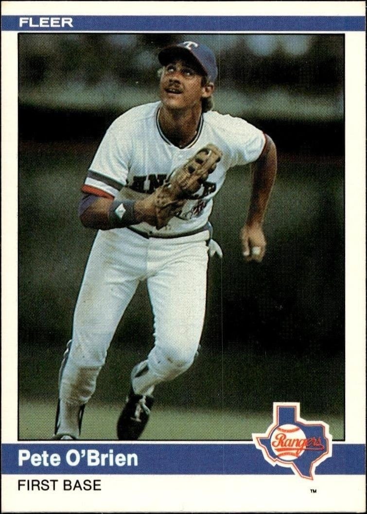 Pete O'Brien 1984 Fleer #423 Baseball Trading Card - Front 1984 Fleer Pete O'Brien #423 baseball trading card front