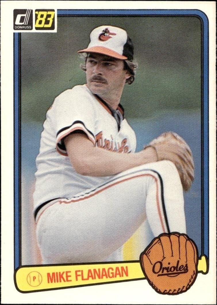 Mike Flanagan 1983 Donruss #105 Baseball Trading Card - Front 1983 Donruss Mike Flanagan #105 baseball trading card front