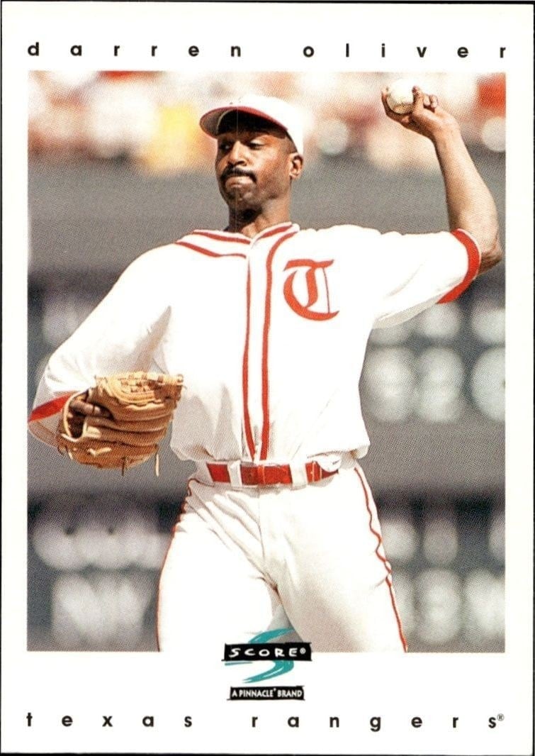 Darren Oliver 1997 Score #129 Baseball Trading Card - Front 1997 Score Darren Oliver #129 baseball trading card front
