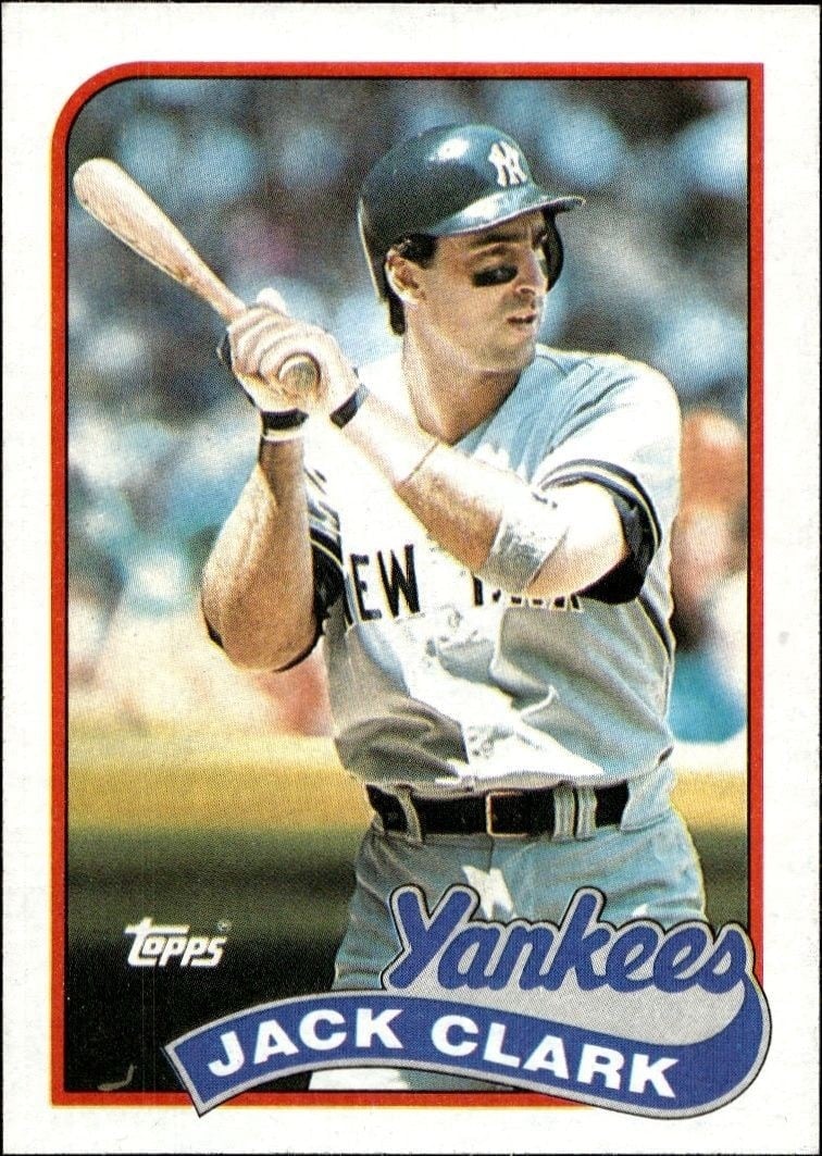 Jack Clark 1989 Topps #410 Baseball Trading Card - Front 1989 Topps Jack Clark #410 baseball trading card front
