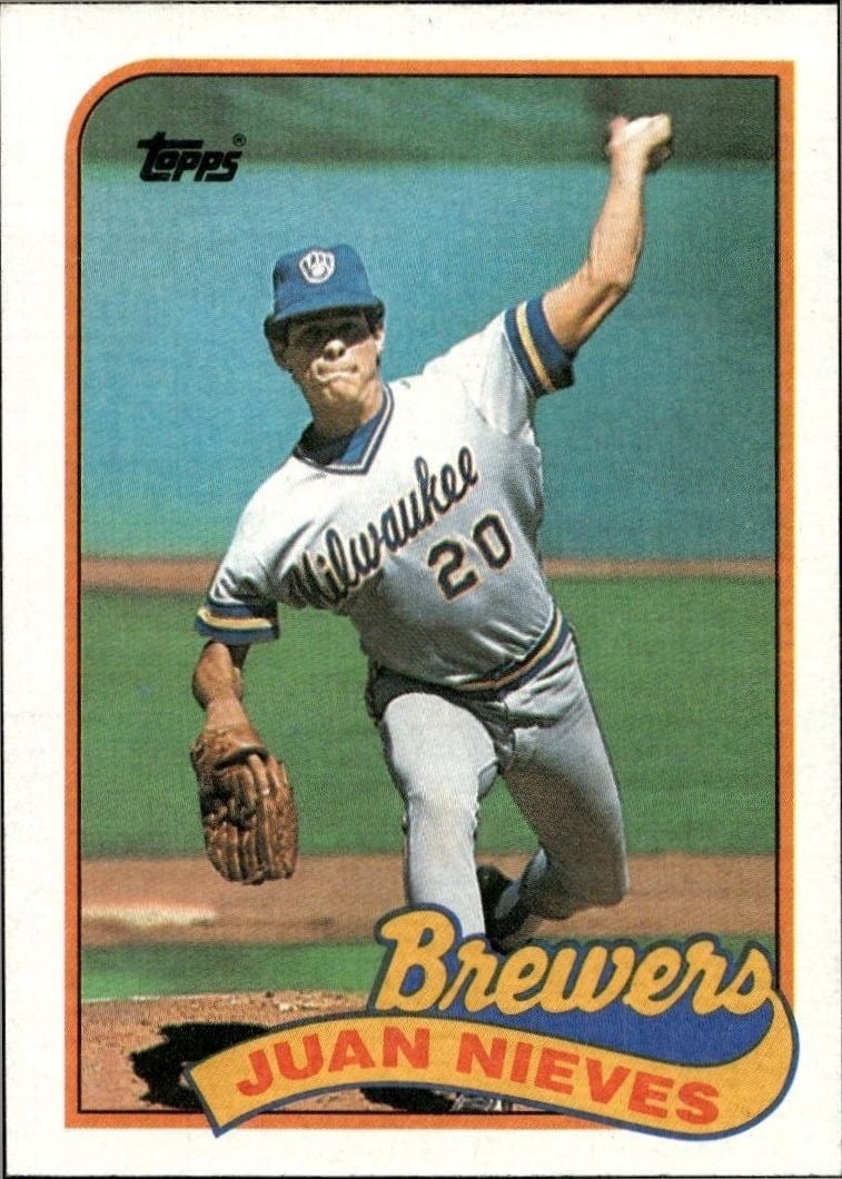 Juan Nieves 1989 Topps #287 Baseball Trading Card - Front 1989 Topps Juan Nieves #287 baseball trading card front