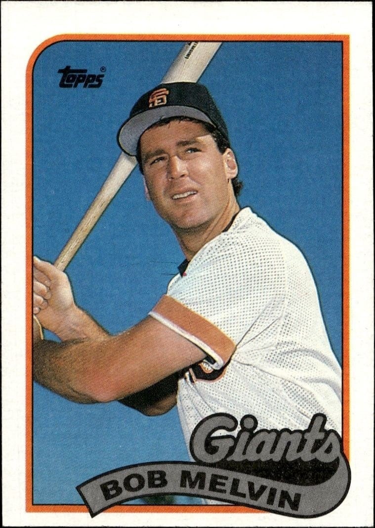 Bob Melvin 1989 Topps #329 Baseball Trading Card - Front 1989 Topps Bob Melvin #329 baseball trading card front