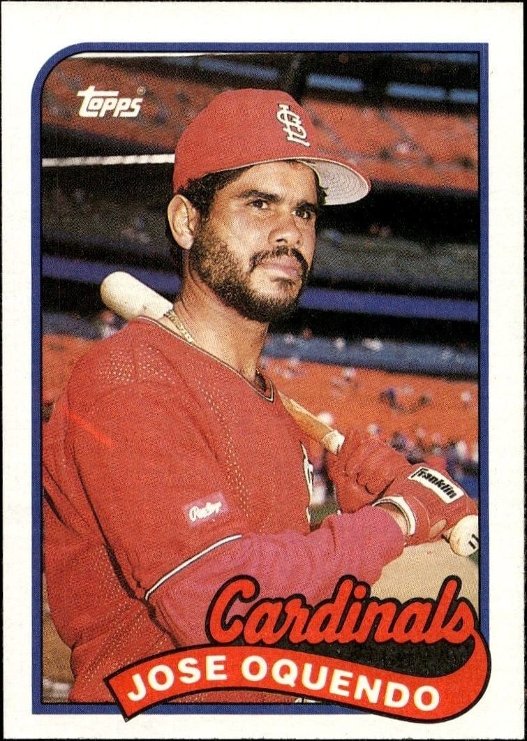 Jose Oquendo 1989 Topps #442 Baseball Trading Card - Front 1989 Topps Jose Oquendo #442 baseball trading card front