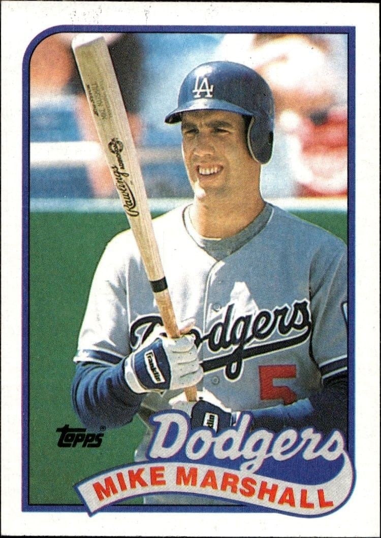 Mike Marshall 1989 Topps #582 Baseball Trading Card - Front 1989 Topps Mike Marshall #582 baseball trading card front