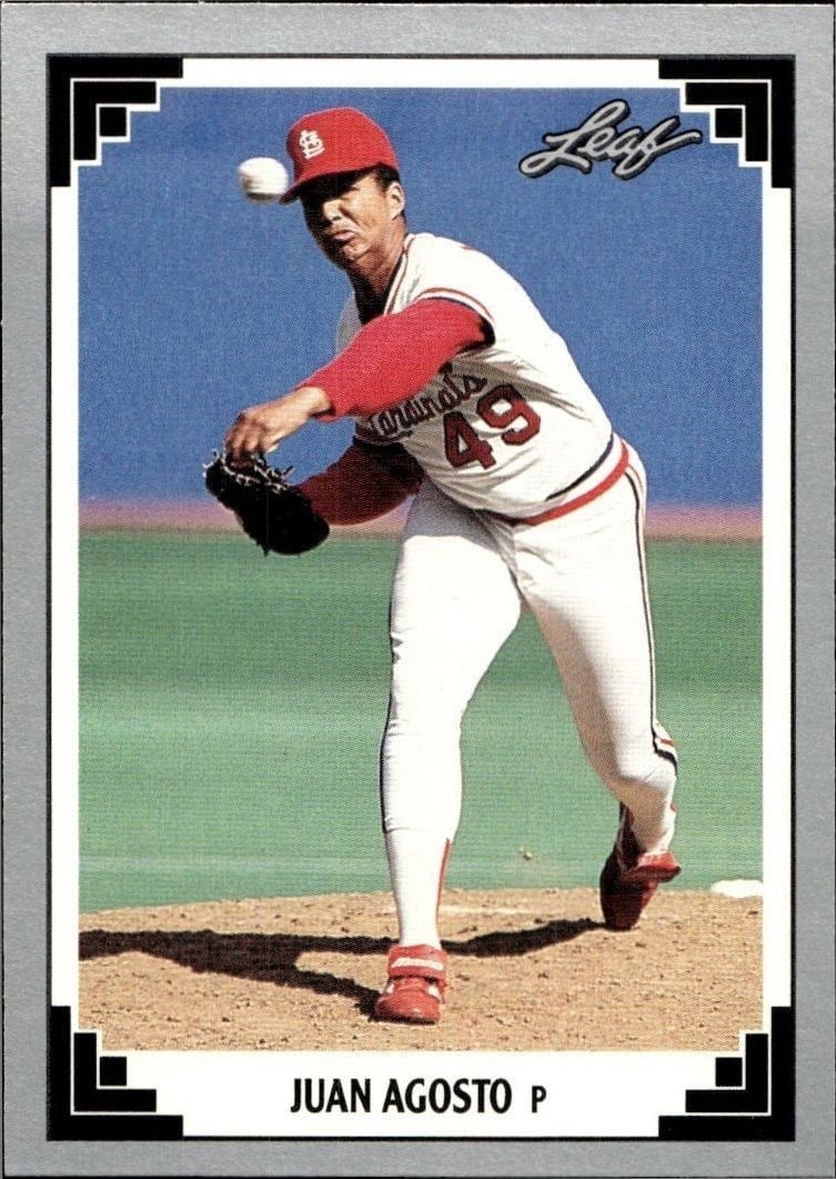Juan Agosto 1991 Leaf #404 Baseball Trading Card - Front 1991 Leaf Juan Agosto #404 baseball trading card front