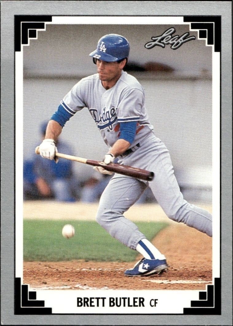 Brett Butler 1991 Leaf #411 Baseball Trading Card - Front 1991 Leaf Brett Butler #411 baseball trading card front