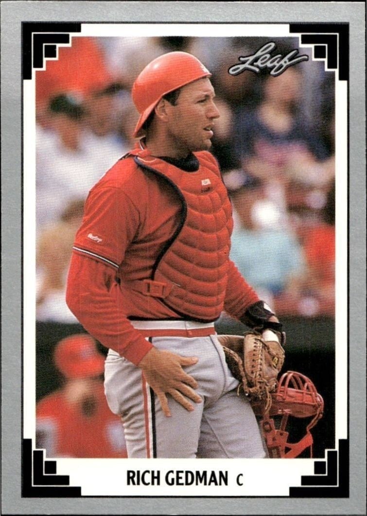 Rich Gedman 1991 Leaf #418 Baseball Trading Card - Front 1991 Leaf Rich Gedman #418 baseball trading card front