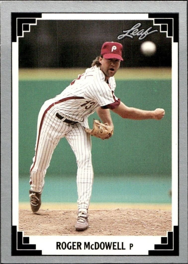 Roger McDowell 1991 Leaf #410 Baseball Trading Card - Front 1991 Leaf Roger McDowell #410 baseball trading card front