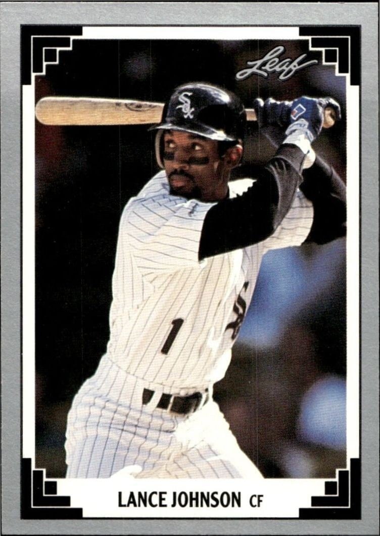 Lance Johnson 1991 Leaf #403 Baseball Trading Card - Front 1991 Leaf Lance Johnson #403 baseball trading card front