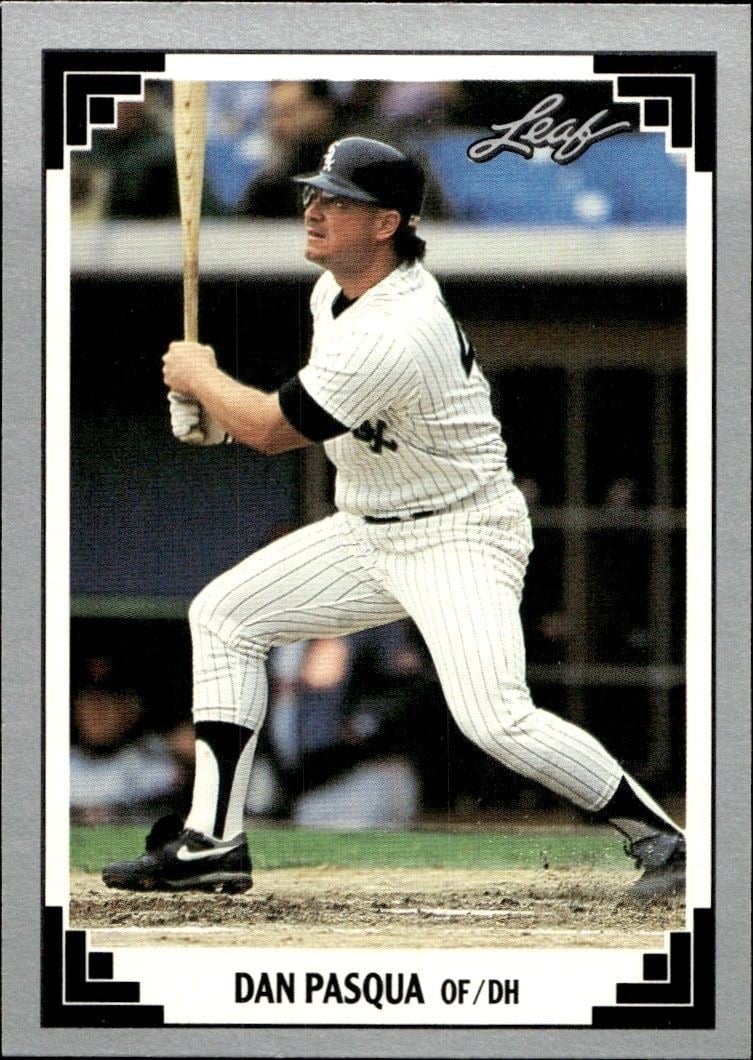 Dan Pasqua 1991 Leaf #428 Baseball Trading Card - Front 1991 Leaf Dan Pasqua #428 baseball trading card front