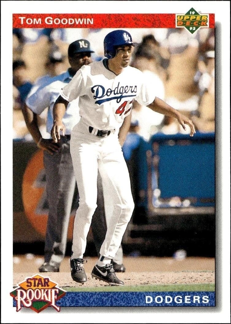 Tom Goodwin 1992 Upper Deck Low Number #20 Baseball Trading Card - Front 1992 Upper Deck Low Number Tom Goodwin #20 baseball trading card front
