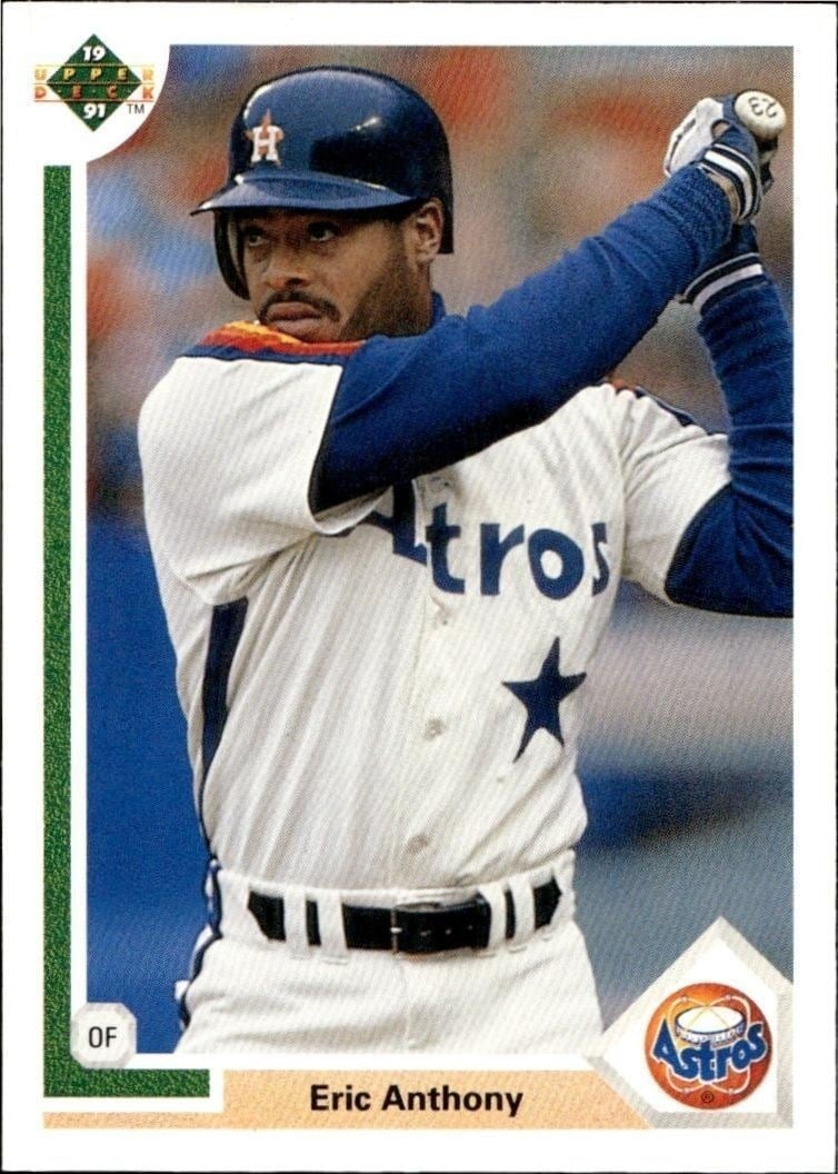 Eric Anthony 1991 Upper Deck Low Number #533 Baseball Trading Card - Front 1991 Upper Deck Low Number Eric Anthony #533 baseball trading card front