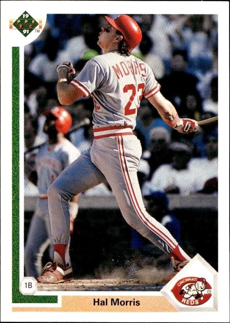 Hal Morris 1991 Upper Deck Low Number #351 Baseball Trading Card - Front 1991 Upper Deck Low Number Hal Morris #351 baseball trading card front