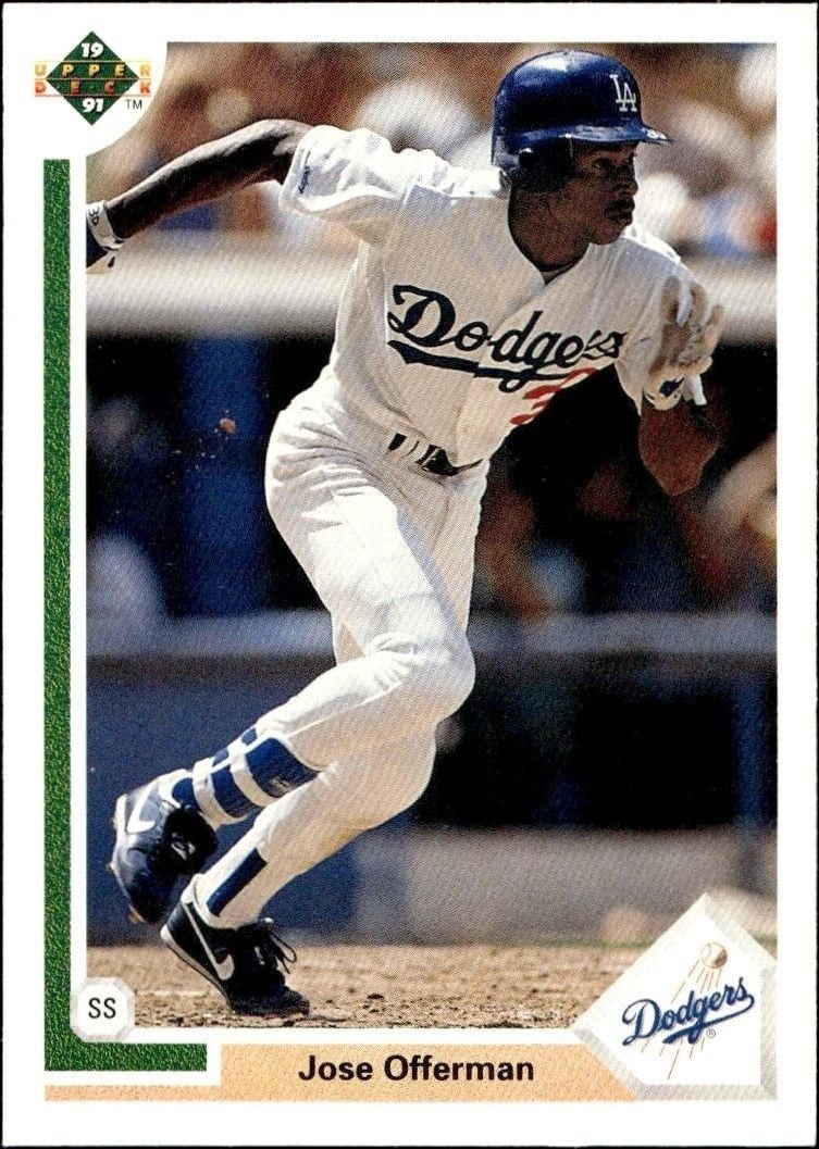 Jose Offerman 1991 Upper Deck Low Number #356 Baseball Trading Card - Front 1991 Upper Deck Low Number Jose Offerman #356 baseball trading card front