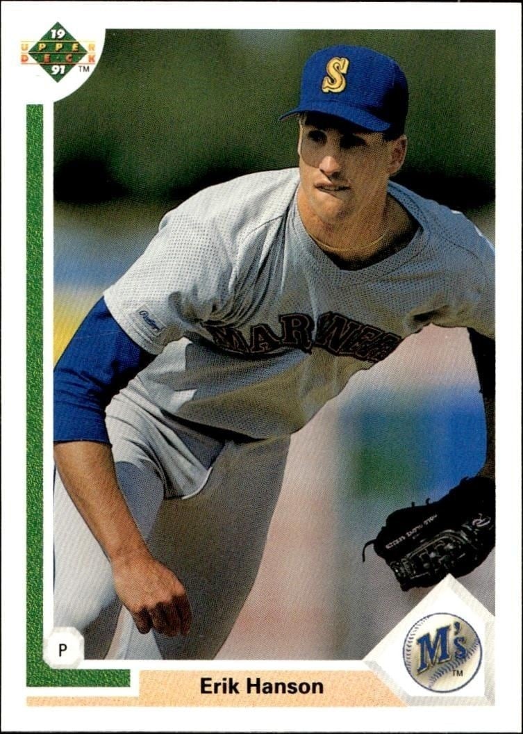 Erik Hanson 1991 Upper Deck Low Number #551 Baseball Trading Card - Front 1991 Upper Deck Low Number Erik Hanson #551 baseball trading card front