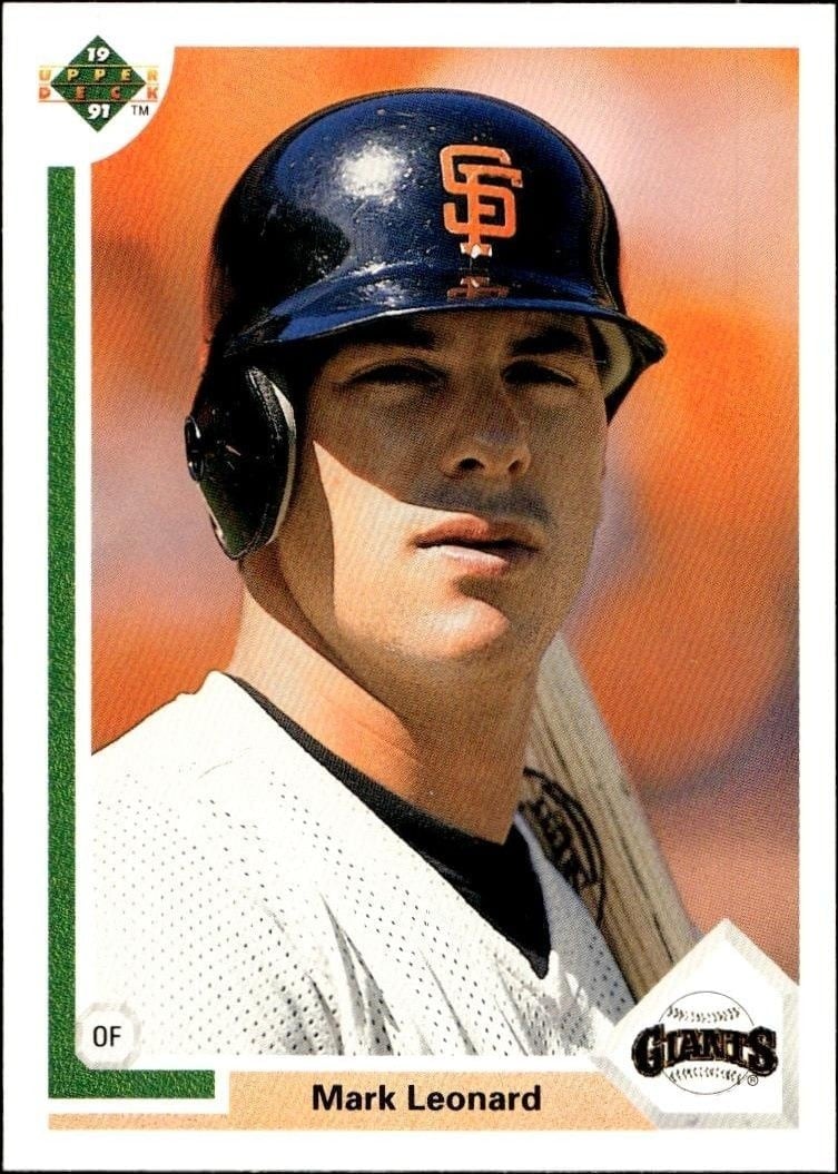 Mark Leonard 1991 Upper Deck Low Number #557 Baseball Trading Card - Front 1991 Upper Deck Low Number Mark Leonard #557 baseball trading card front