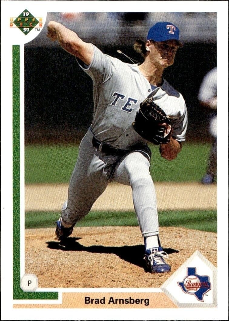 Brad Arnsberg 1991 Upper Deck Low Number #608 Baseball Trading Card - Front 1991 Upper Deck Low Number Brad Arnsberg #608 baseball trading card front